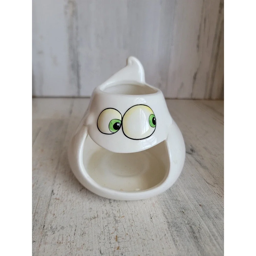 Ceramic Halloween crazy ghost tea light candle holder eyes unique home decor